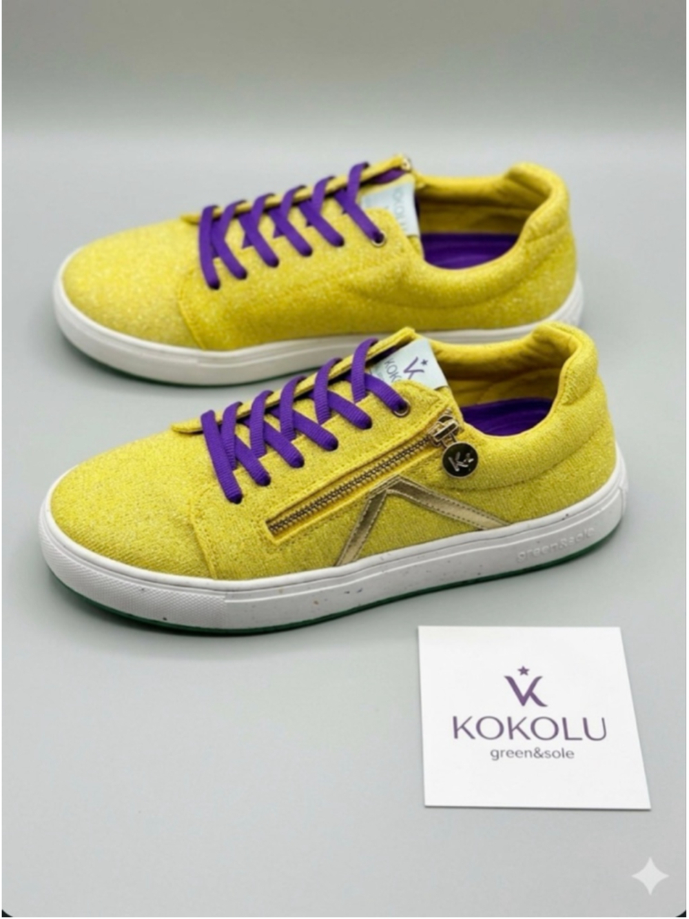 KOKOLU Golden Yellow & Purple Sneakers Size 8